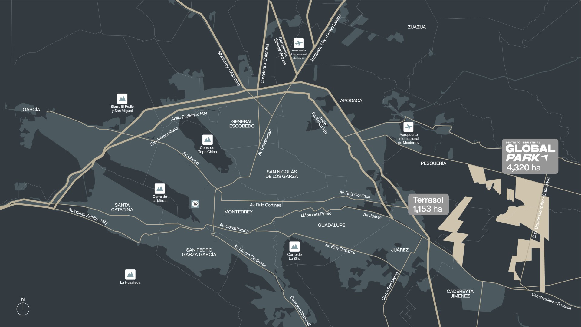 Mapa de la Zona Metropolitana de Monterrey